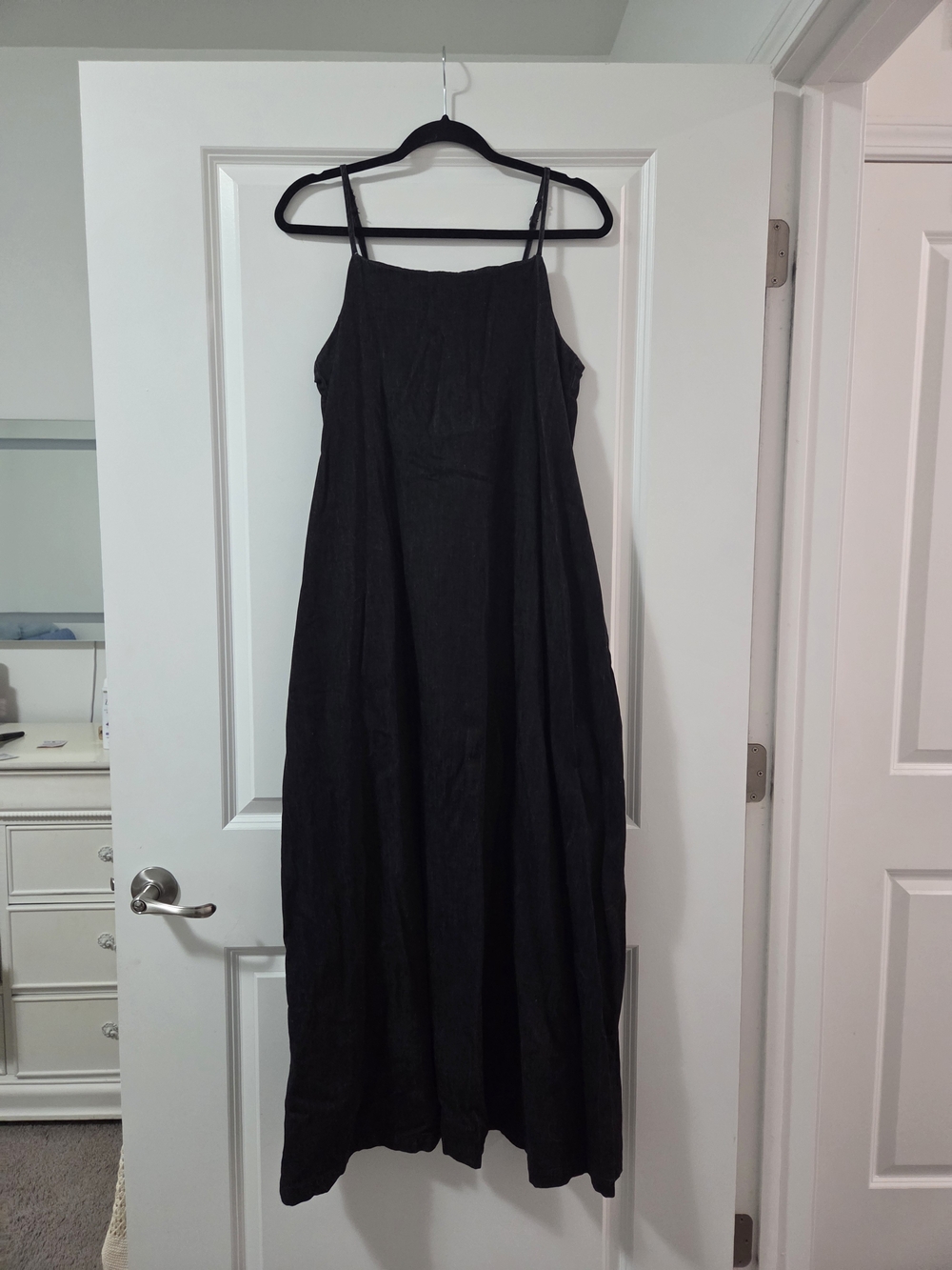 Blank NYC Black Denim Maxi Slip Dress